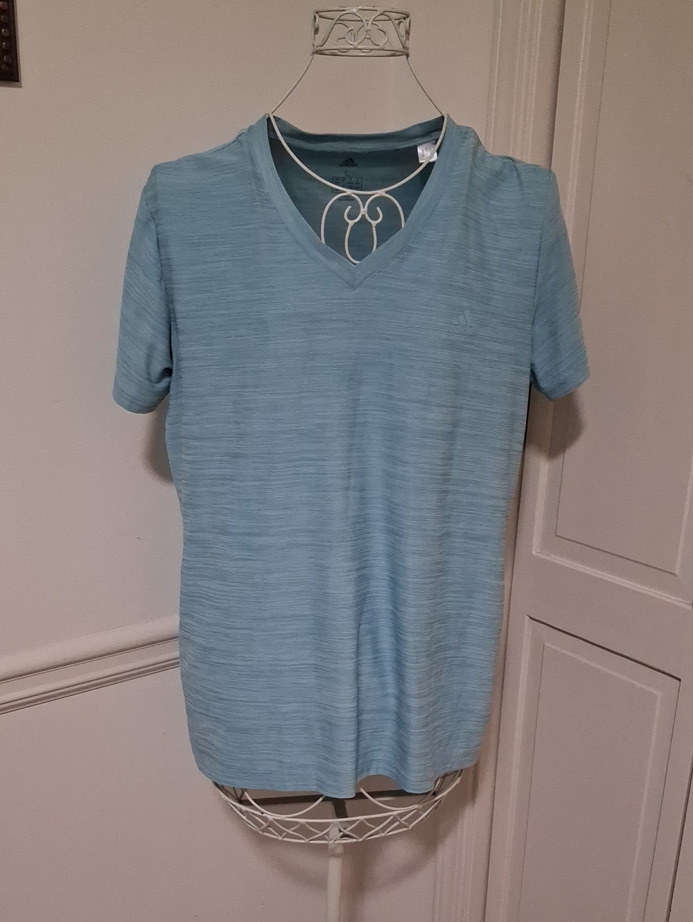 adidas Women’s Sky Blue V-Neck Short Sleeve Tee